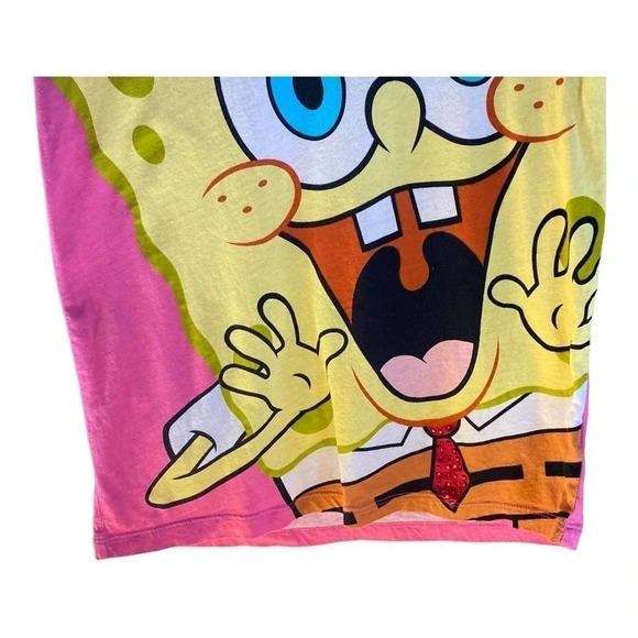Nickelodeon Girls Sponge Bob Sleep Pajama Shirt Pink Short Sleeve Size Small - Picture 2 of 4